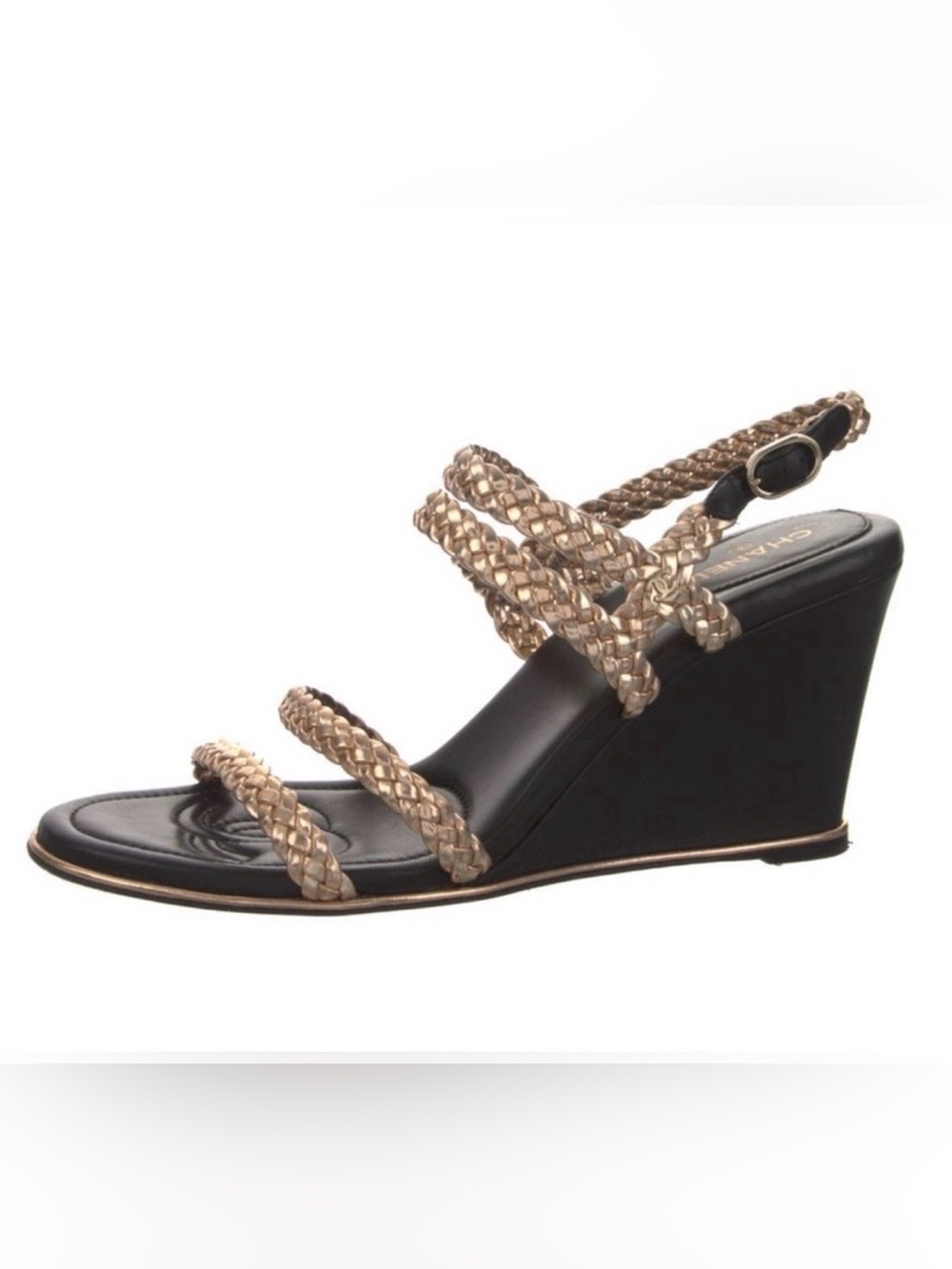 CHANEL Women's Metallic Braided Sandals